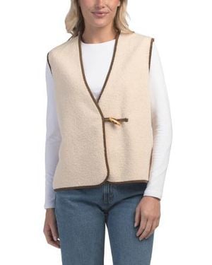 Marshalls V-Neck Reversible Bonded Sherpa Vest For - Natural