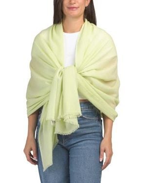 Marshalls Cashmere Pashmina Scarf With Eyelash Fringes For - Green