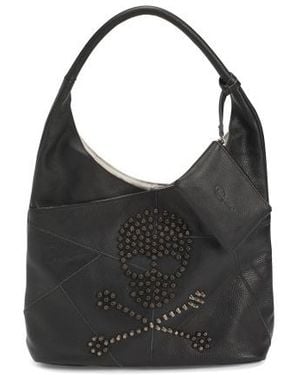Marshalls Leather Crossbones Shoulder Bag For - Black