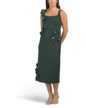 Marshalls Sleeveless 3D Floral Midi Cocktail Dress For - Green