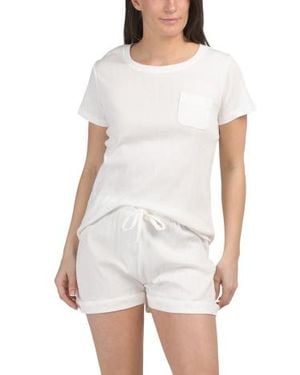 Marshalls 2Pc Organic Cotton All Natural Top And Shorts Pajama Set For - White