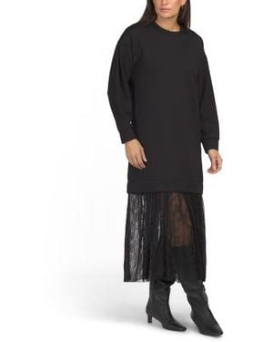 Marshalls Mixed Media Long Sleeve Lace Hem Maxi Dress For - Black