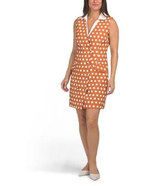 Marshalls Sleeveless Double Breasted Collared Mini Vest Dress For - Orange