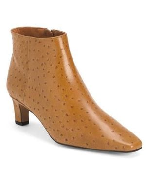 Marshalls Leather Ostrich Booties With Wrapped Heel For - Brown