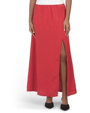 Marshalls Linen Blend A-Line Maxi Skirt With Side Split For - Red
