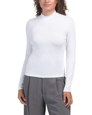 Marshalls Fitted Long Sleeve Mock Neck T-Shirt For - White
