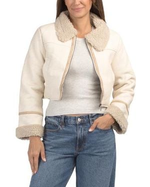 Marshalls Sherpa Collar Faux Leather Jacket For - Natural