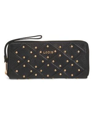 Marshalls Leather Aria Accordion Zip Around Wallet With Studs For - Black