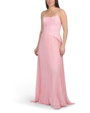 Marshalls Lace Bodice Pleated Gown For - Pink