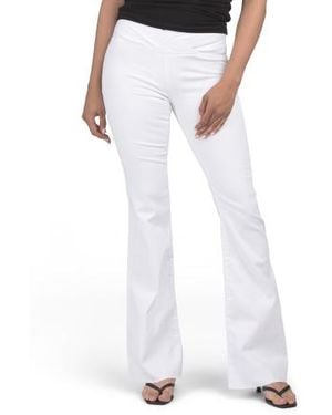 Marshalls High Rise Flare Leg Jeans With Criss Cross Wide Waistband Detail For - White