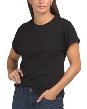 Marshalls Cuffed Drop Shoulder Crew Neck Top For - Black
