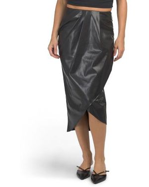 Marshalls Faux Leather Kai Draped Midi Skirt - Black