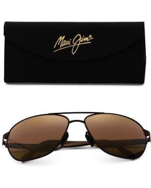 Marshalls Castles Polarized Aviator Sunglasses With Thin Glass Lenses - Black