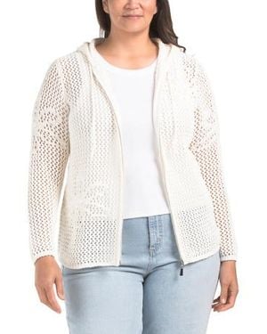 Marshalls Plus Full Zip Crochet Floral Hoodie For - White