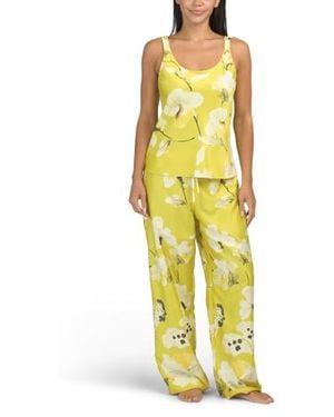 Marshalls 2Pc Aurelia Charmeuse Tank Top And Pants Pajama Set For - Yellow