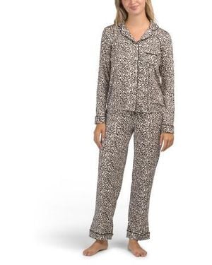 Marshalls Animal Print Long Sleeve Top And Pants Pajama Set For - Gray