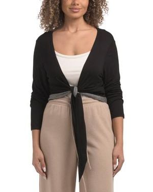 Marshalls Contrast Long Sleeve Lounge Shrug Top For - Black