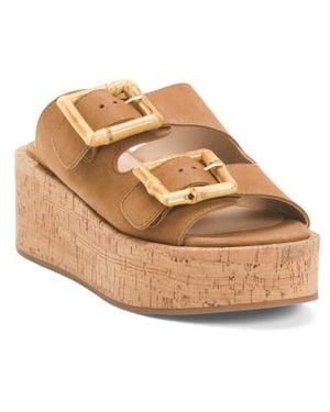 Marshalls Suede Corkie Platform Sandals For - Natural