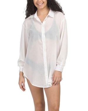 Marshalls Cover-Up Beach Shirt With Tie Sides For - White