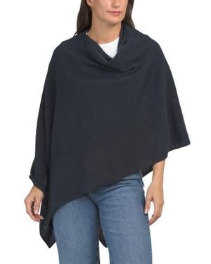 Marshalls Lambswool Blend Lightweight Cowl Neck Poncho For - Blue