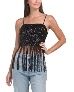 Marshalls Fringe Glitter Sleeveless Top For - Black