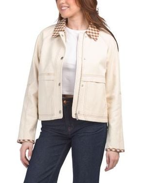 Marshalls Denim Jacket With Gingham Detailing For - Natural