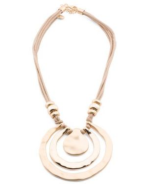Marshalls Tone Plated Vachetta Cord Wavy Disc Pendant Necklace For - White