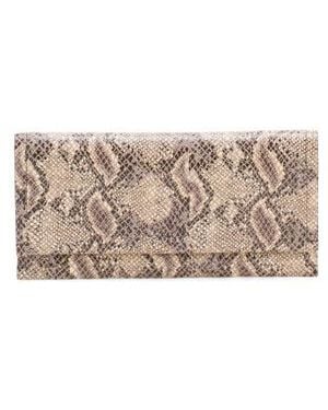 Marshalls Leather Oak Street Faux Snake Large Flap Over Wallet For - Natural