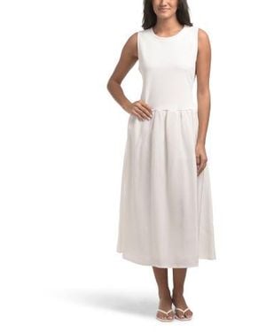 Marshalls Drop Waist Mixed Media Midi Dress For in Blue | Lyst