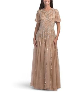 Marshalls Short Sleeve Beaded Gown For - Brown