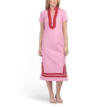 Marshalls Short Sleeve Classic Maxi Two Tone Tunic Dress For - Pink