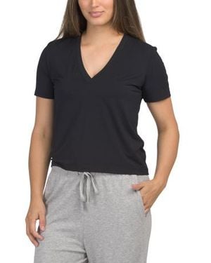 Marshalls Butter Soft Plunge V-Neck Lounge T-Shirt For - Black