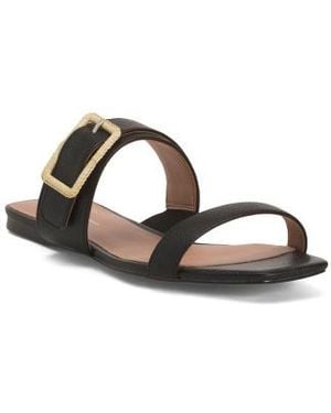 Marshalls Leather Daniela Two Strap Flat Sandals For - Metallic