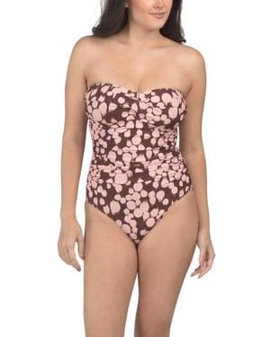 Marshalls Jacinta Tummy Control Bandeau One-Piece Swimsuit With Removable Straps For - Pink