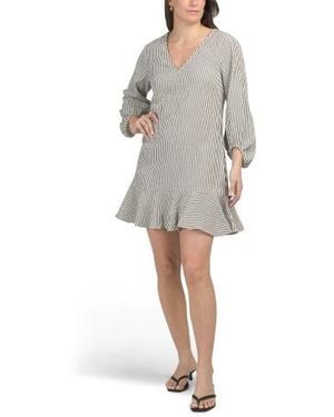 Marshalls V-Neck Bishop Flounce Hem Mini Shift Dress For - Gray