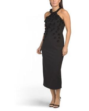 Marshalls Sleeveless 3D Floral Tea-Length Dress For - Black