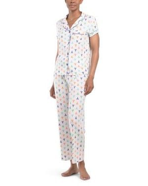 Marshalls 2Pc Lobster Short Sleeve Notch Pajama Set For - White