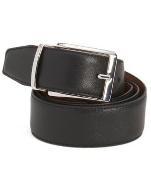 Marshalls Leather Luca Designer Reversible Belt For - Black