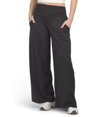 Marshalls Flowy Foldover Wide Leg Pants With Pockets For - Black