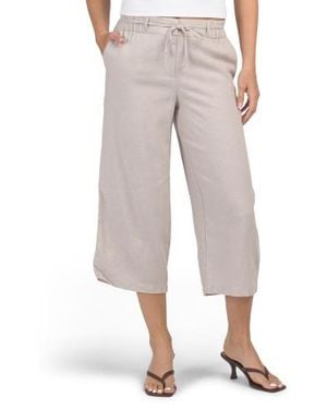 Marshalls Petite Linen Blend Wide Leg Cropped Pants For - Gray