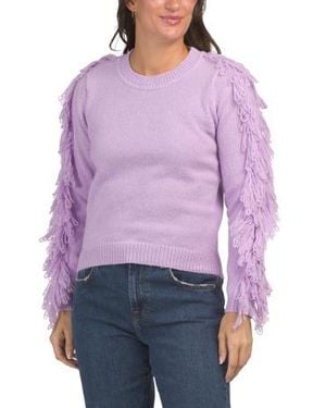 Marshalls Crew Neck Sweater With Fringe Sleeves For - Purple