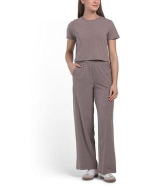 Marshalls 2Pc Jersey T-Shirt And Wide Leg Pants Cozy Set For - Gray