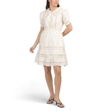 Marshalls Short Sleeve Lace Mini Dress With Contrast Collar For in White | Lyst Marshalls Short Sleeve Lace Mini Dress With Contrast Collar For in White | Lyst