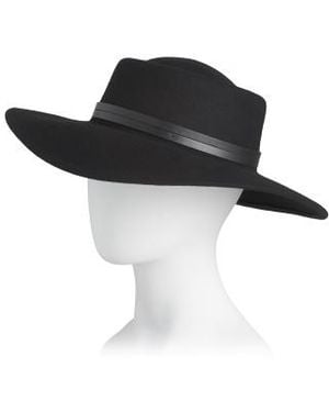 Marshalls Wool Telescope Boater Hat With Double Western Belt Band - Black