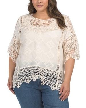 Marshalls Plus Crochet Top For - Natural