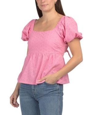 Marshalls Eyelet Baby Doll Top For - Pink