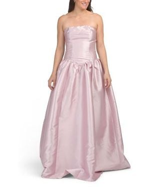 Marshalls Dropped Waist Strapless Mikado Gown For - Pink
