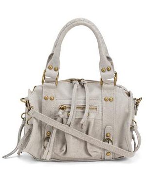 Marshalls Leather Mini Zip Satchel With Brush Finish For - White
