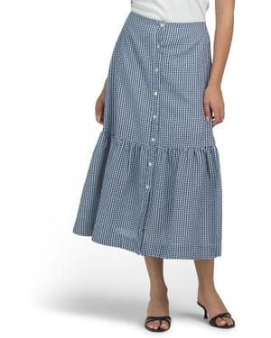 Marshalls Cotton Blend Gingham Midi Skirt For - Blue