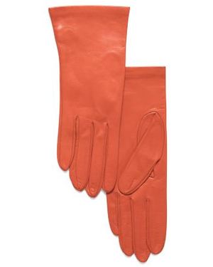 Marshalls Leather Short Gloves With Silk Lining For - Orange